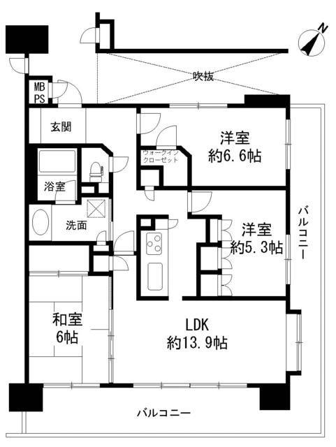 ライオンズプラザ平塚見附町(3LDK/15階)の間取り写真