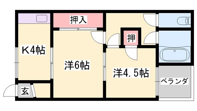 八代ハイツ(2K/2階)の間取り写真