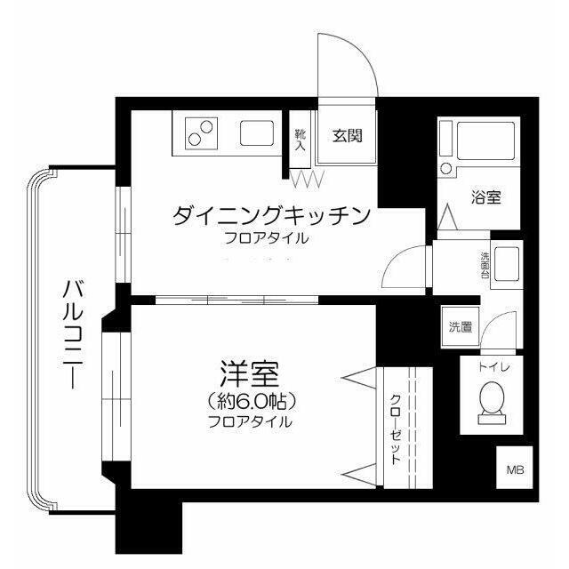 シャンボール第2大森(1DK/2階)の間取り写真