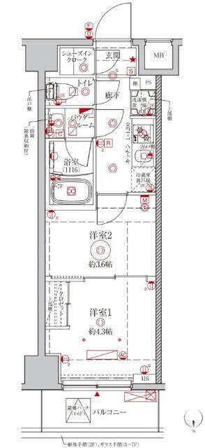 クレイシアIDZ王子フォレストヒルズ(2K/1階)の間取り写真