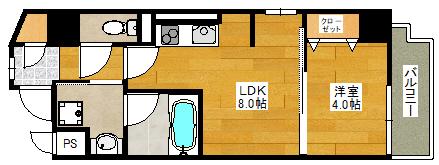 SK江坂(1LDK/7階)の間取り写真