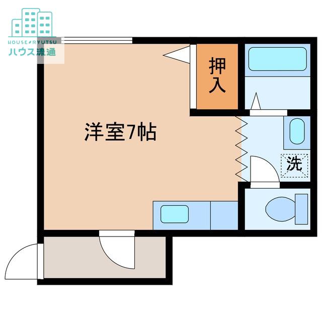 ポッポハイツ(ワンルーム/2階)の間取り写真