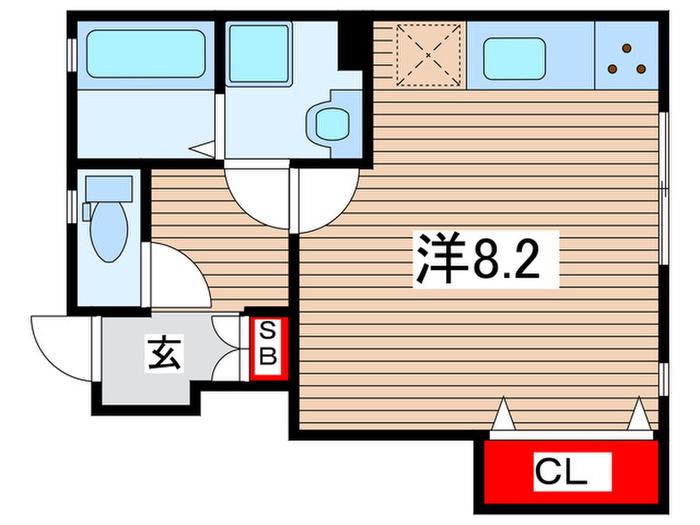 モンフレールA棟(ワンルーム/1階)の間取り写真