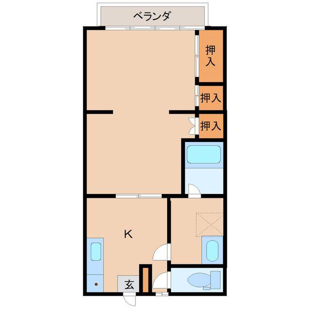 ふじハイツ(2DK/1階)の間取り写真