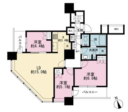 ザ・パークハウス西新宿タワー60(3LDK/37階)の間取り写真