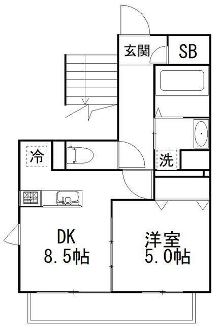 ティーズハイツ緑が丘(1DK/1階)の間取り写真