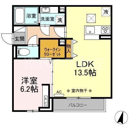 グランベルデII(1LDK/1階)の間取り写真