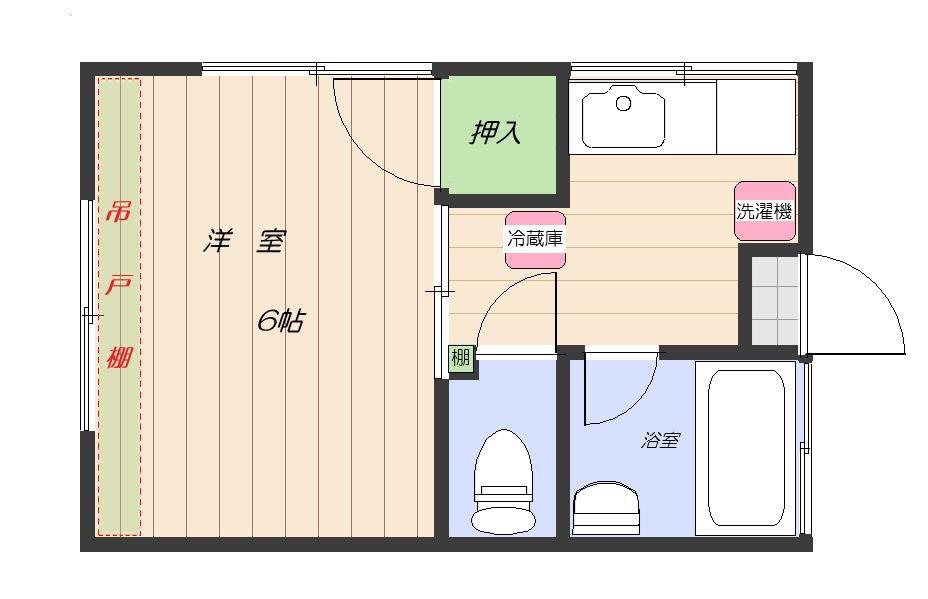 城ヶ谷コーポ(1K/2階)の間取り写真