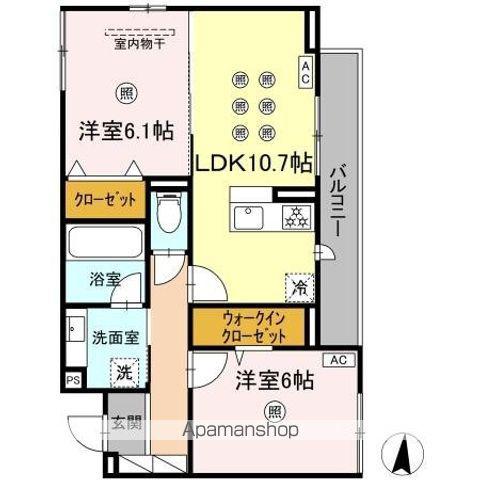 M&S RESIDENCE RIVERSIDE(2LDK/3階)の間取り写真