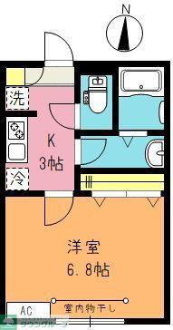 ツルテラス(1K/3階)の間取り写真
