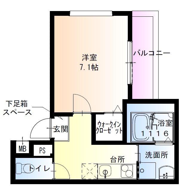 フジパレス大物駅南V番館(1K/2階)の間取り写真