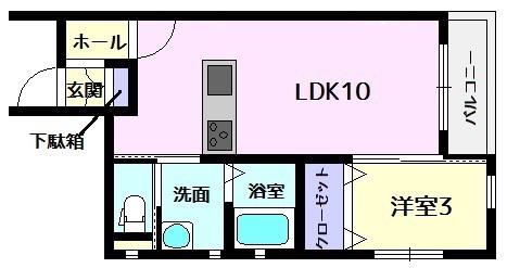 ドルチェ・ヴィータMIFUNEYAMAA(1LDK/1階)の間取り写真