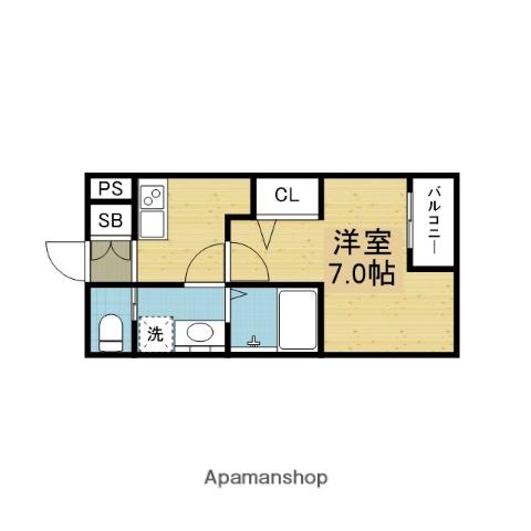 H-MAISON鶴橋II(1K/2階)の間取り写真