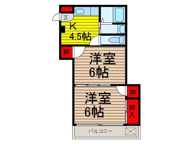 コーポサトウ(2K/2階)の間取り写真