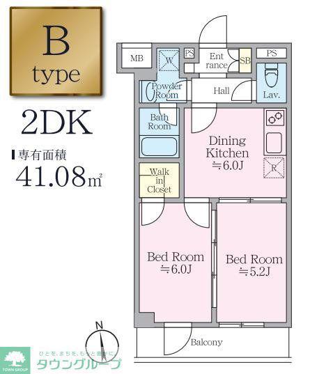アイルプレミアム押上イースト(2DK/4階)の間取り写真