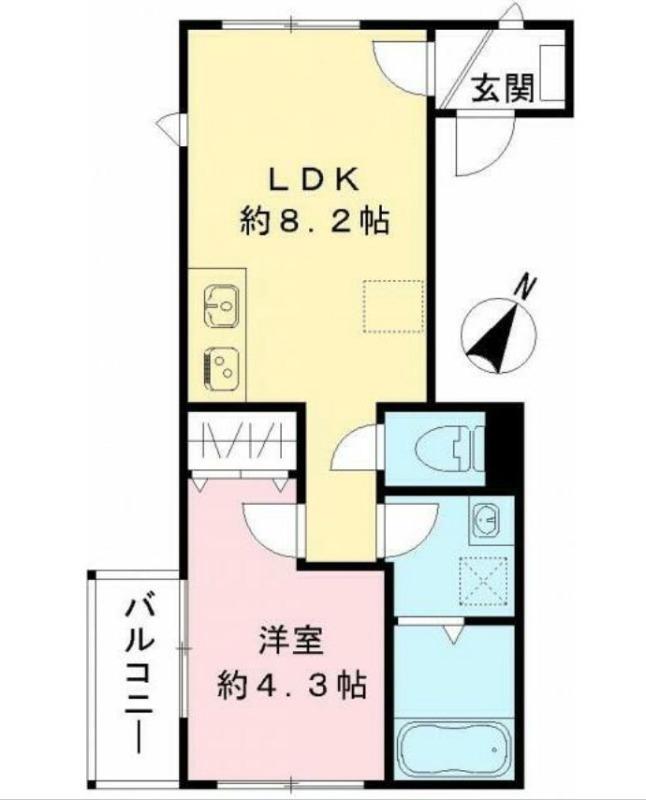ルガロ西麻布(1DK/2階)の間取り写真