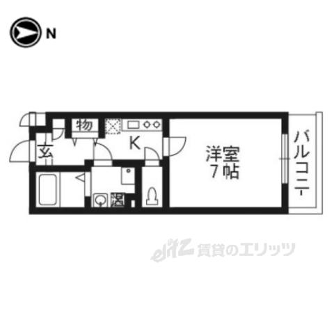 エリーフラッツ嵐山(1K/2階)の間取り写真