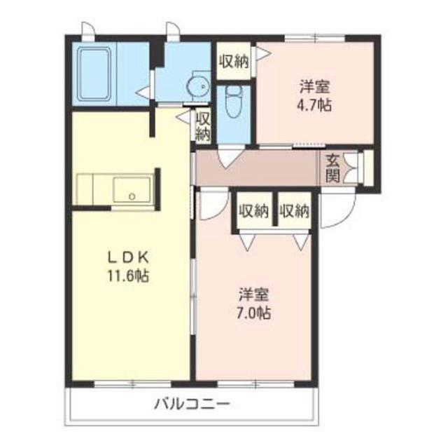 旭ガーデンハイツI(2LDK/2階)の間取り写真