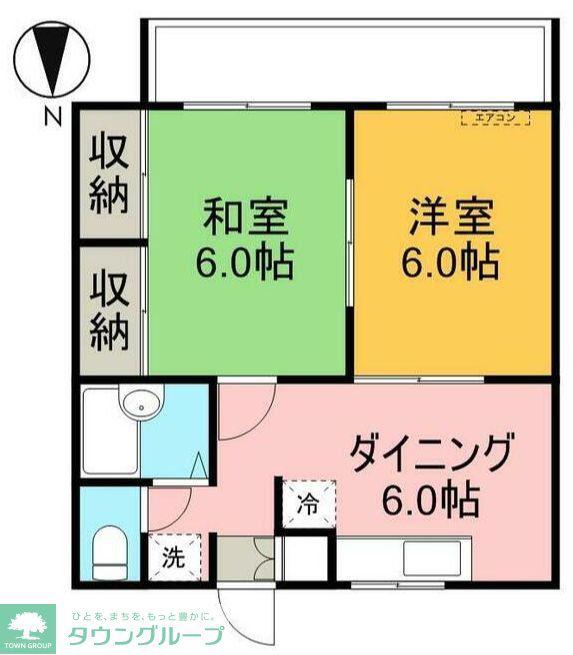 リバーハイムII(2DK/1階)の間取り写真