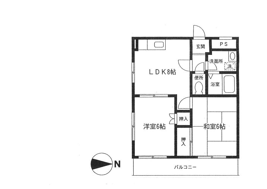 ジュネスヒロ1(2DK/2階)の間取り写真