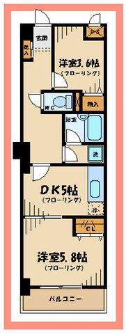 ライオンズプラザ聖蹟桜ヶ丘(2DK/8階)の間取り写真