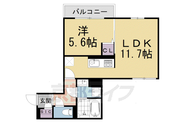 SAKURA COURT北白川(1LDK/3階)の間取り写真