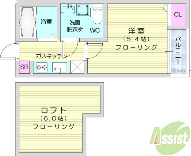 EXCEED(1K/1階)の間取り写真