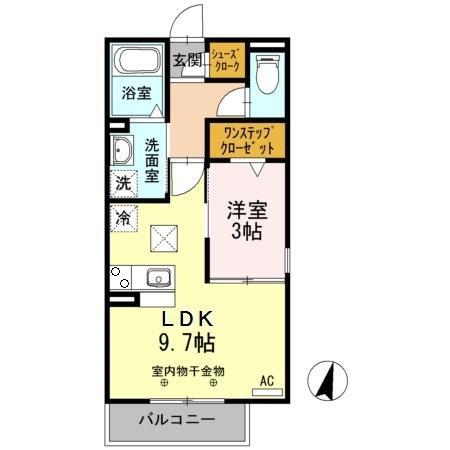 ＪＲ東海道本線 磐田駅 徒歩10分 3階建 築13年(1LDK/1階)の間取り写真