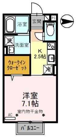 ユイメゾン22(1K/2階)の間取り写真