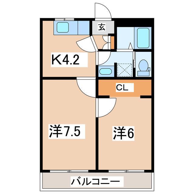 むてんかびとの家ナチュール郡山(2K/1階)の間取り写真