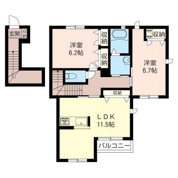 COMFOT (2LDK/2階)の間取り写真