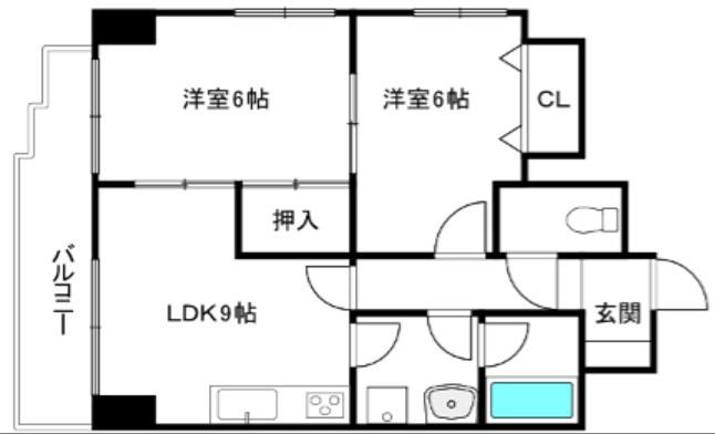 エスポワール西京極(2LDK/5階)の間取り写真
