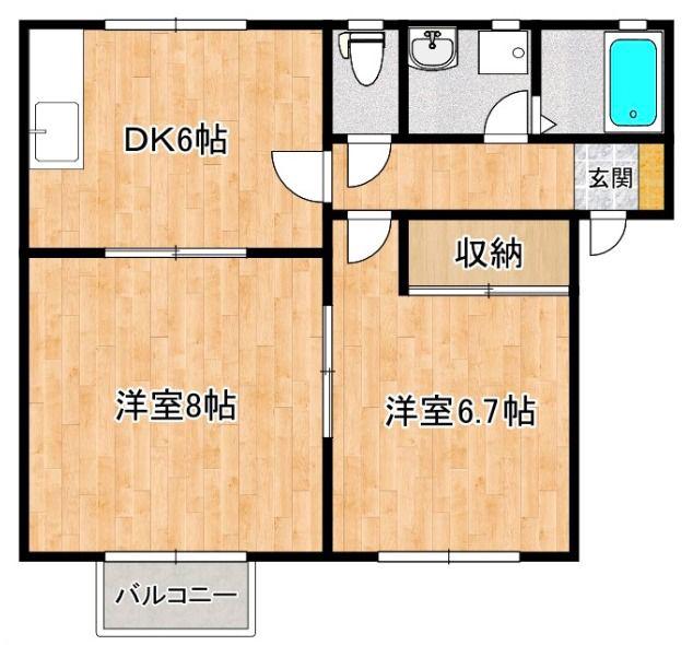 シティーハイツ金子III(2DK/1階)の間取り写真