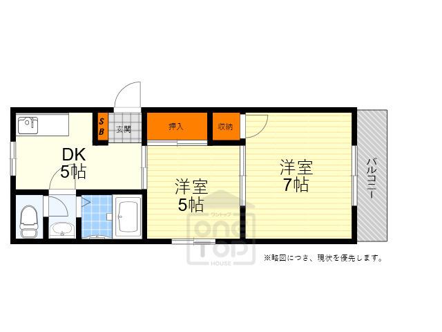 メゾン江坂(2DK/4階)の間取り写真