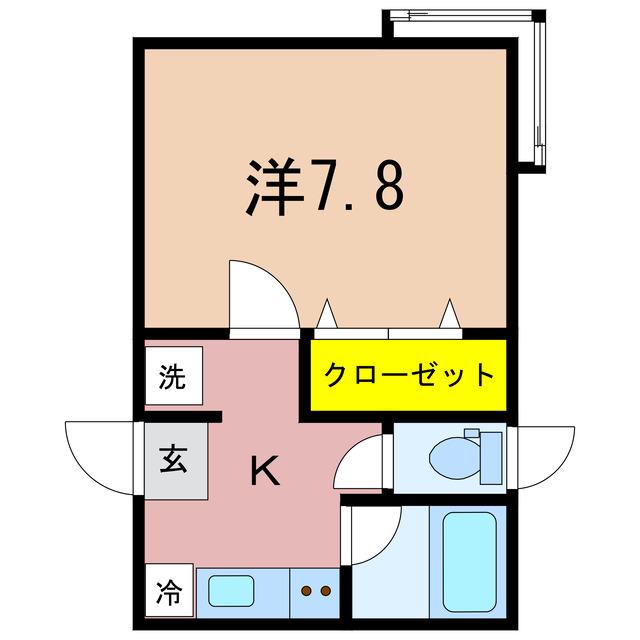 ヒルタウン飛鳥(1K/1階)の間取り写真