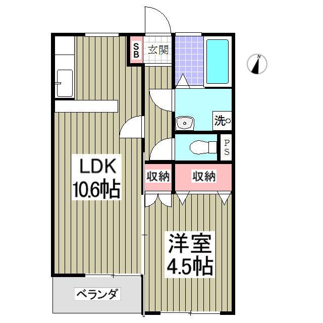 チェリーヒル(1LDK/1階)の間取り写真
