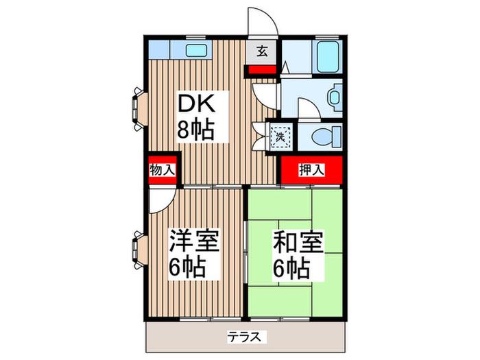 センティア山崎(2DK/1階)の間取り写真