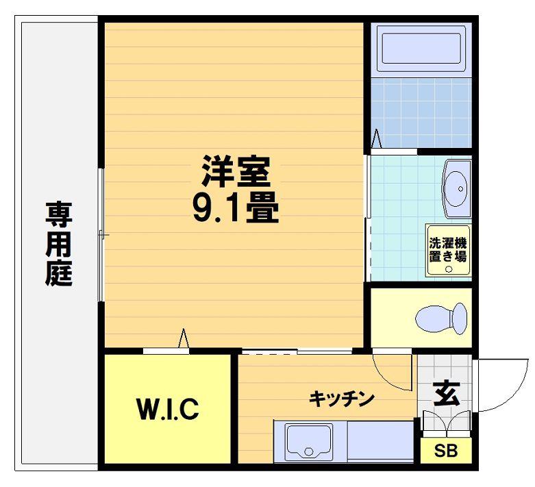 ヴィラージュ桂(1K/1階)の間取り写真