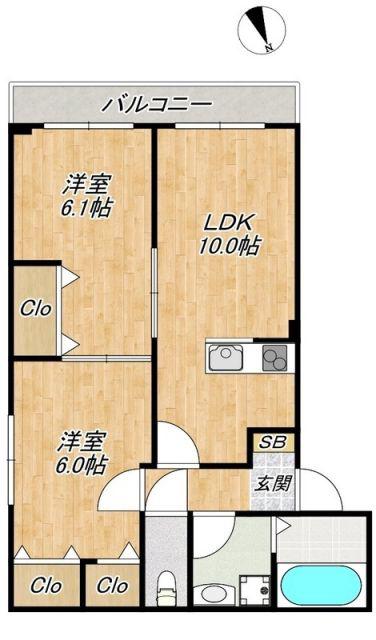 CENTRAL(2LDK/3階)の間取り写真