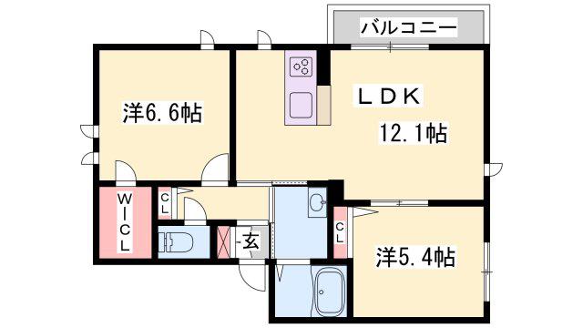 シャーメゾンルラシオン(2LDK/2階)の間取り写真