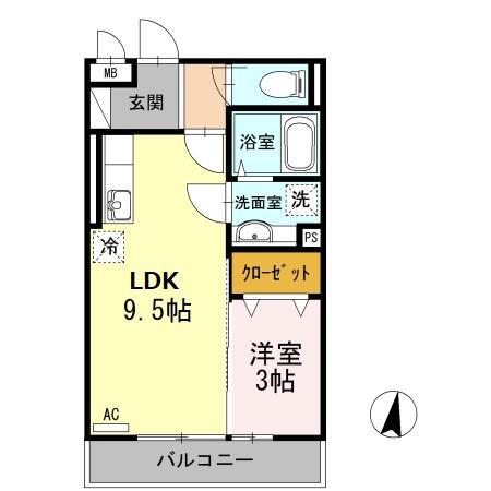 セントラル(1LDK/3階)の間取り写真
