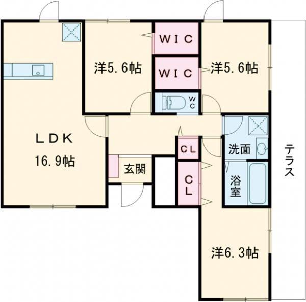 プレミアムネスト(3LDK/1階)の間取り写真