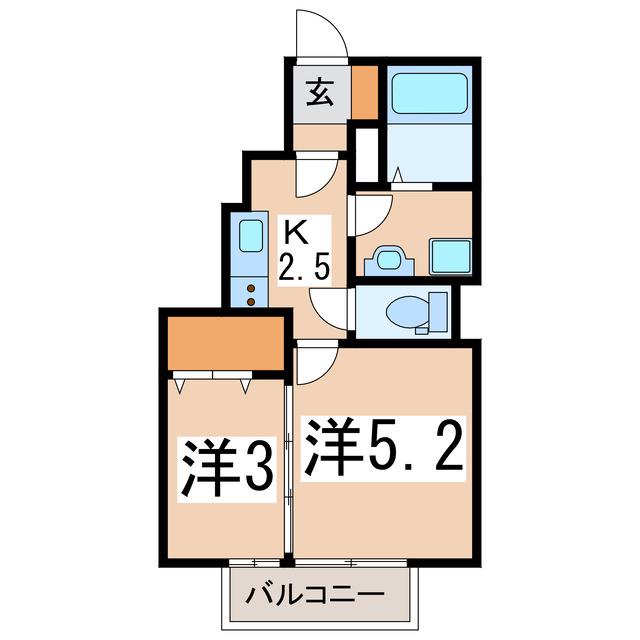 ハイム・キミ B(2K/1階)の間取り写真