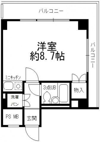 伊勢佐木町セントラルヒルズ(ワンルーム/4階)の間取り写真