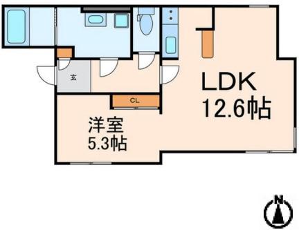 ALERO三軒茶屋(1LDK/4階)の間取り写真