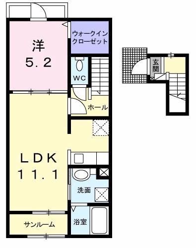 アマーレ スパーツィオ II(1LDK/2階)の間取り写真