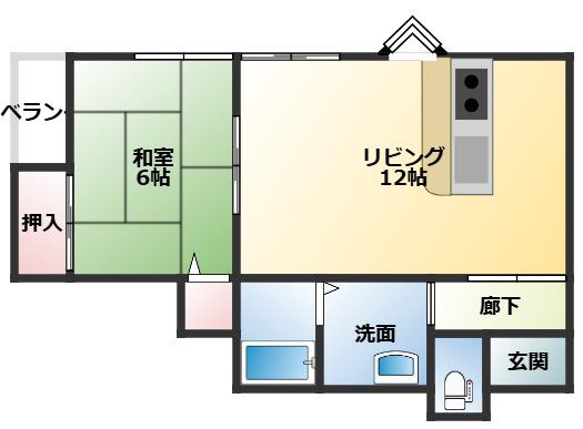 GINZA R 昭和町(1LDK/1階)の間取り写真