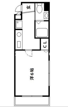 シーガルハイツ心斎橋イースト(1K/2階)の間取り写真