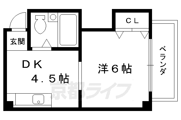 ロイヤル河原町五条(1DK/2階)の間取り写真