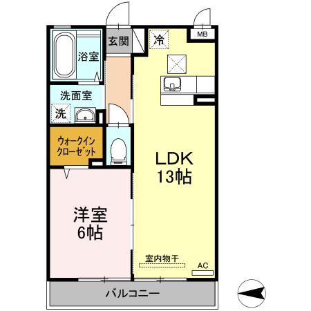 エバーグレイス(1LDK/3階)の間取り写真
